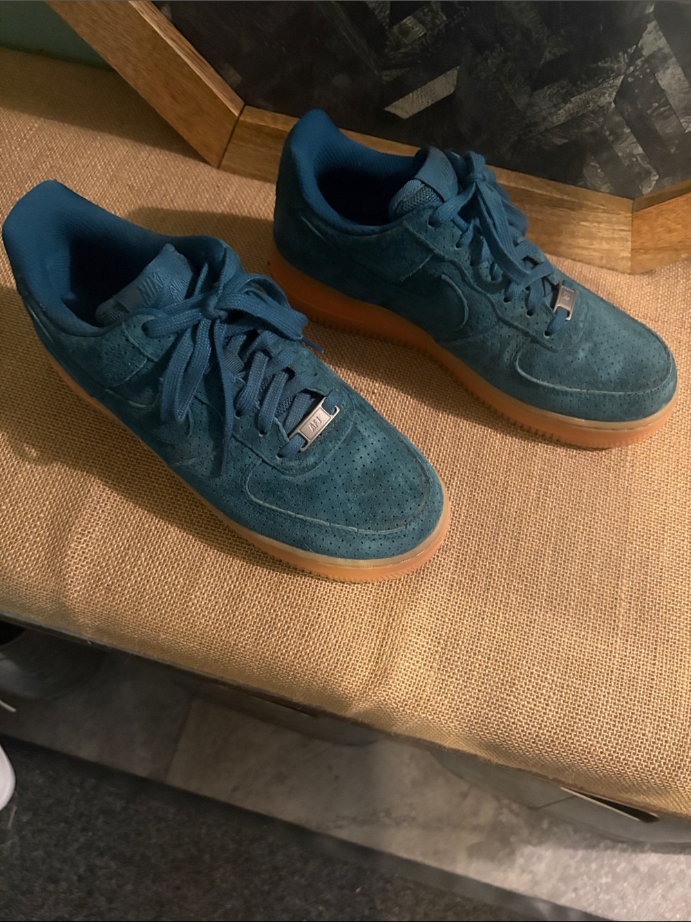 Nike Teal Suede Sneakers with Gum Sole - Picture 2 of 6